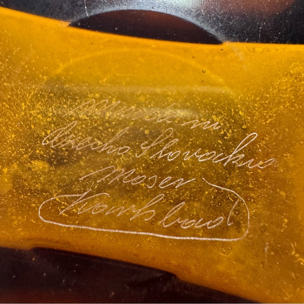 Moser Signed Art Nouveau Amber Glass Decorative Bottle - Picture 10 of 14